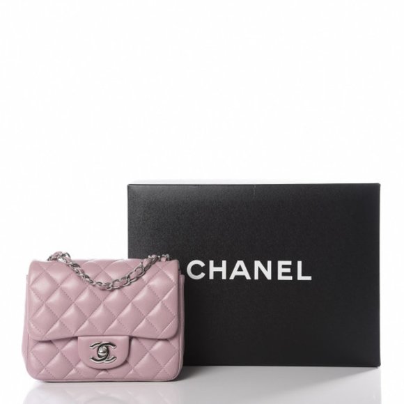 Chanel Mini Square Lilac Purple Lambskin Flap Bag With Silver SHW - Picture 8 of 16